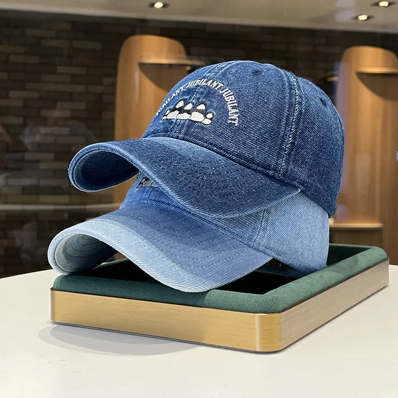 Washed Denim Vintage Embroidered Bear Cap Blue - Image 7
