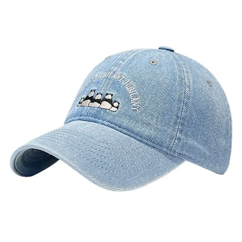 Washed Denim Vintage Embroidered Bear Cap Blue - Image 10