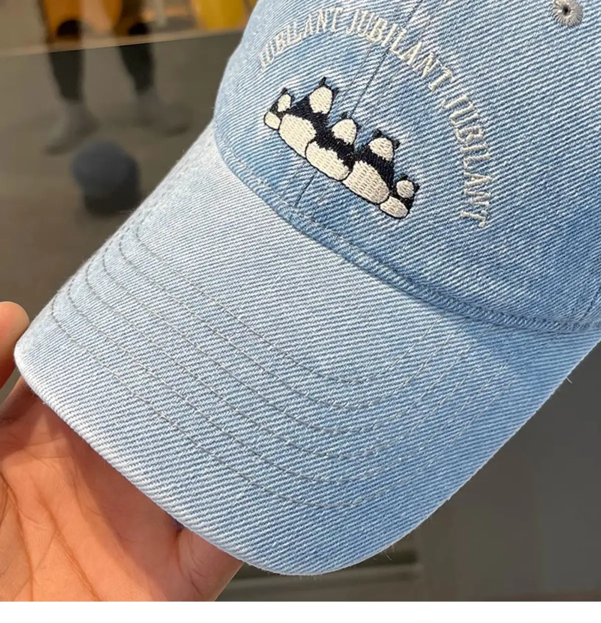 Washed Denim Vintage Embroidered Bear Cap Blue — feature 11
