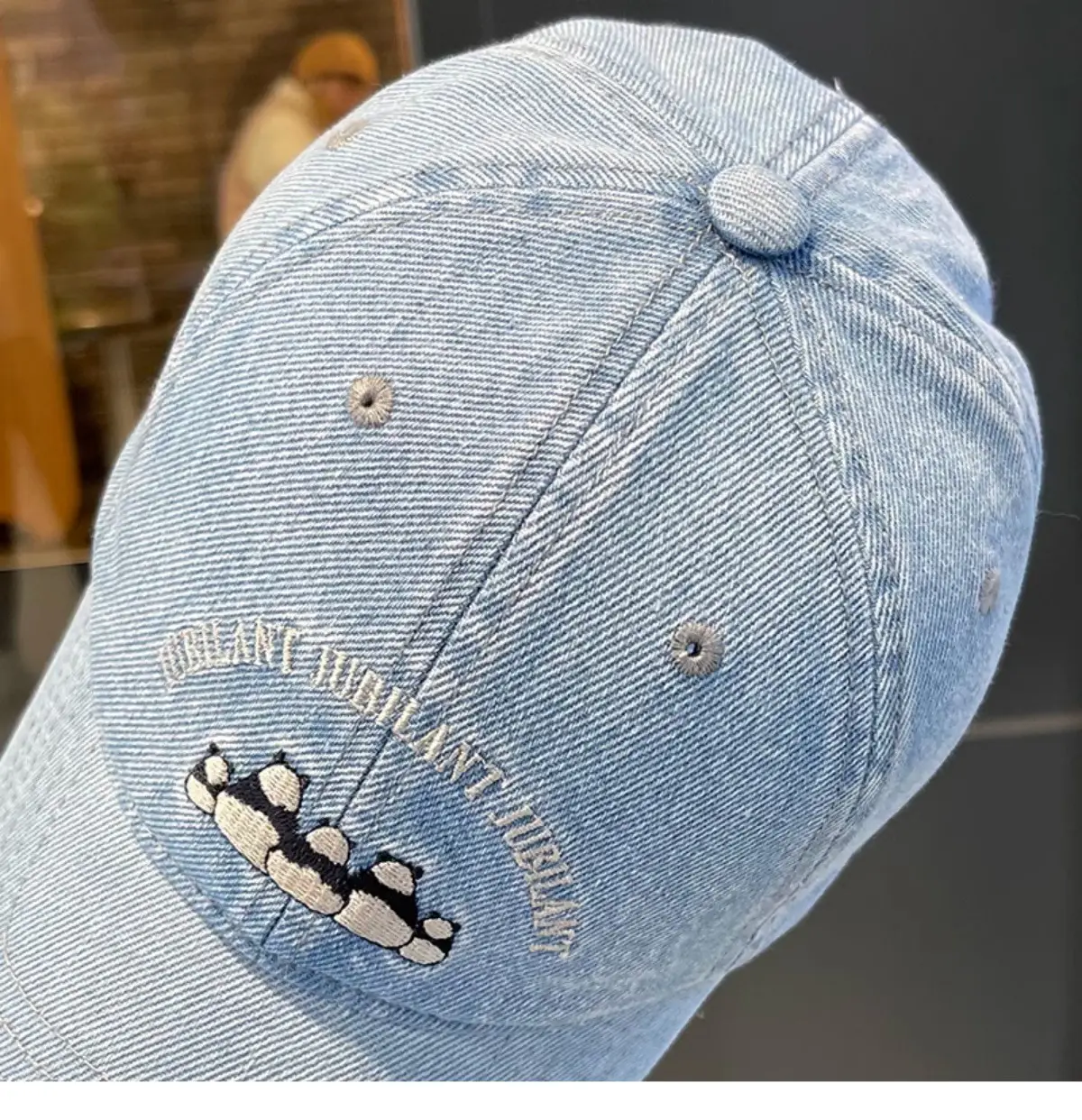 Washed Denim Vintage Embroidered Bear Cap Blue — feature 12