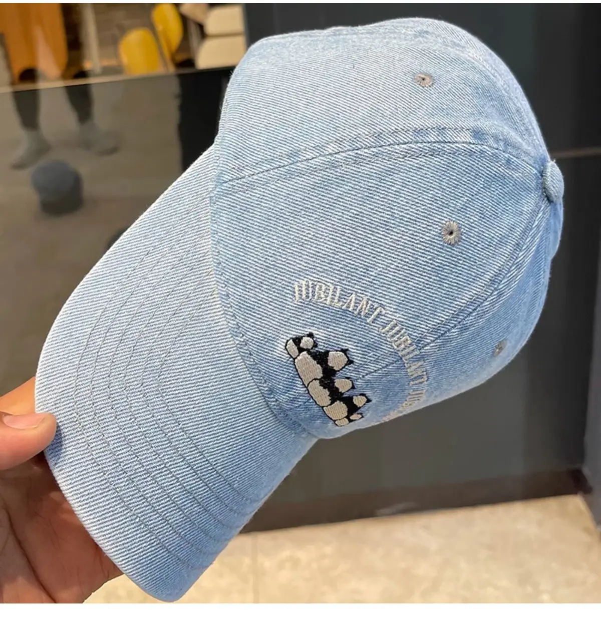 Washed Denim Vintage Embroidered Bear Cap Blue — feature 14