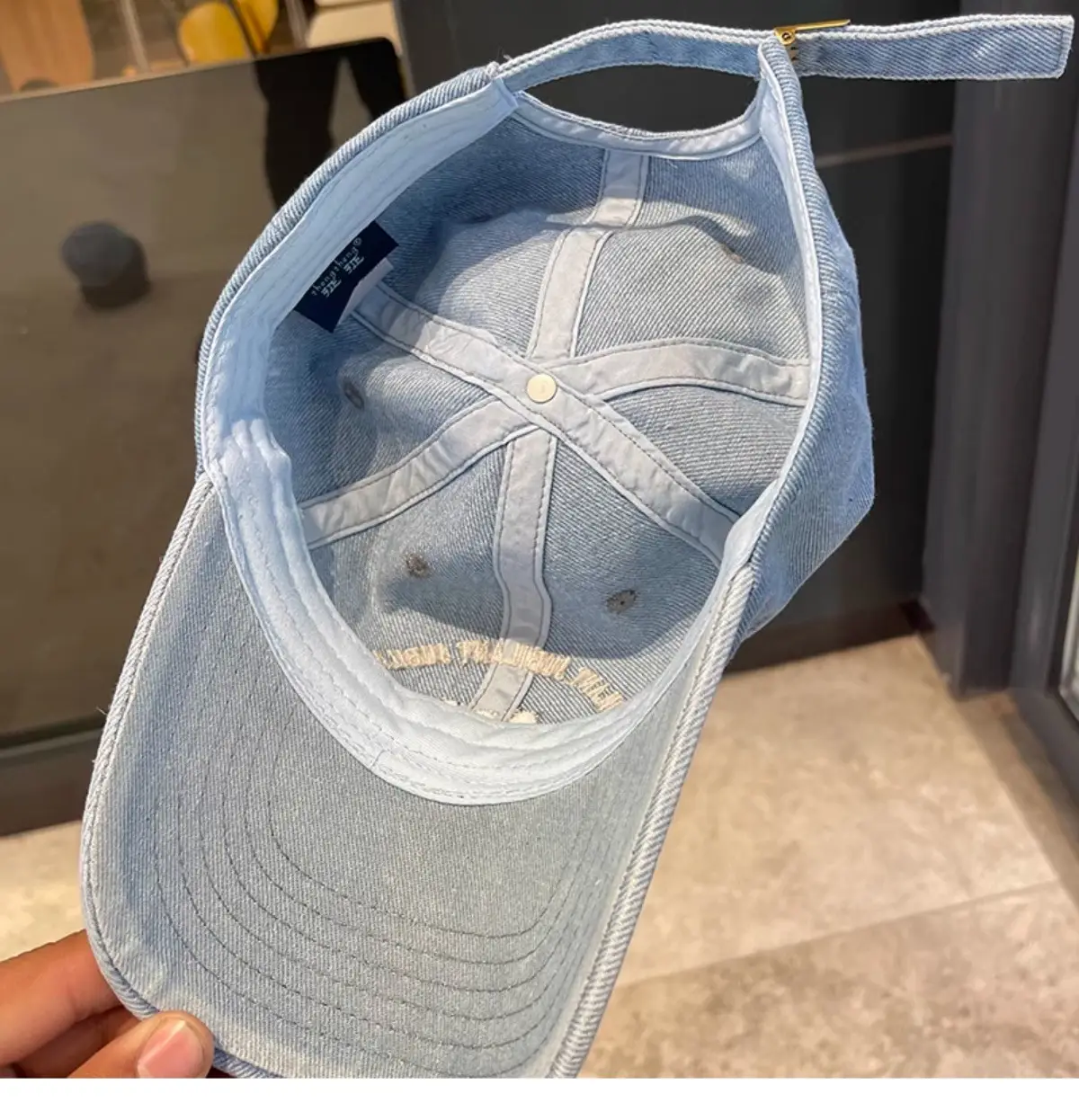 Washed Denim Vintage Embroidered Bear Cap Blue — feature 17