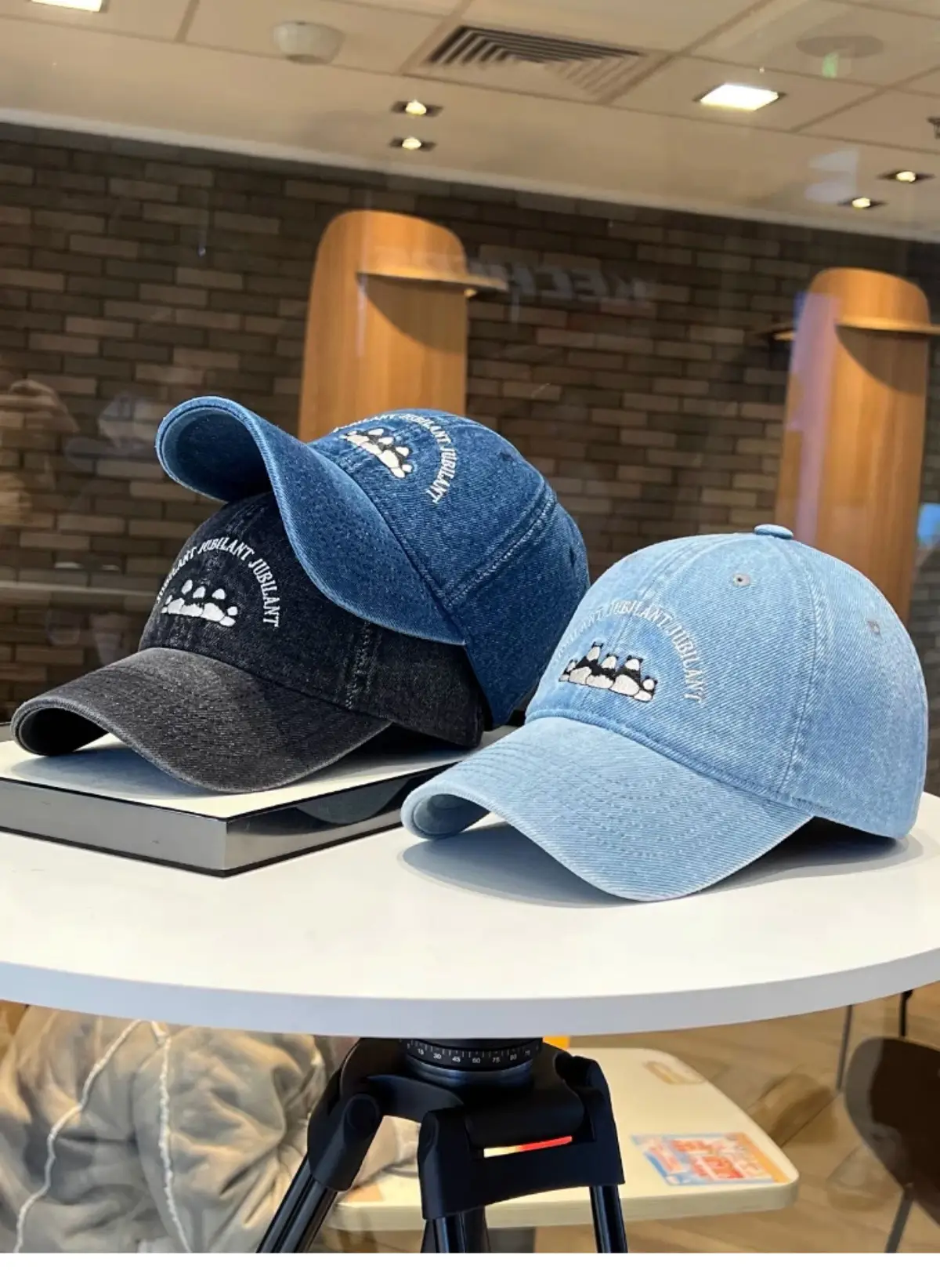 Washed Denim Vintage Embroidered Bear Cap Blue — feature 7