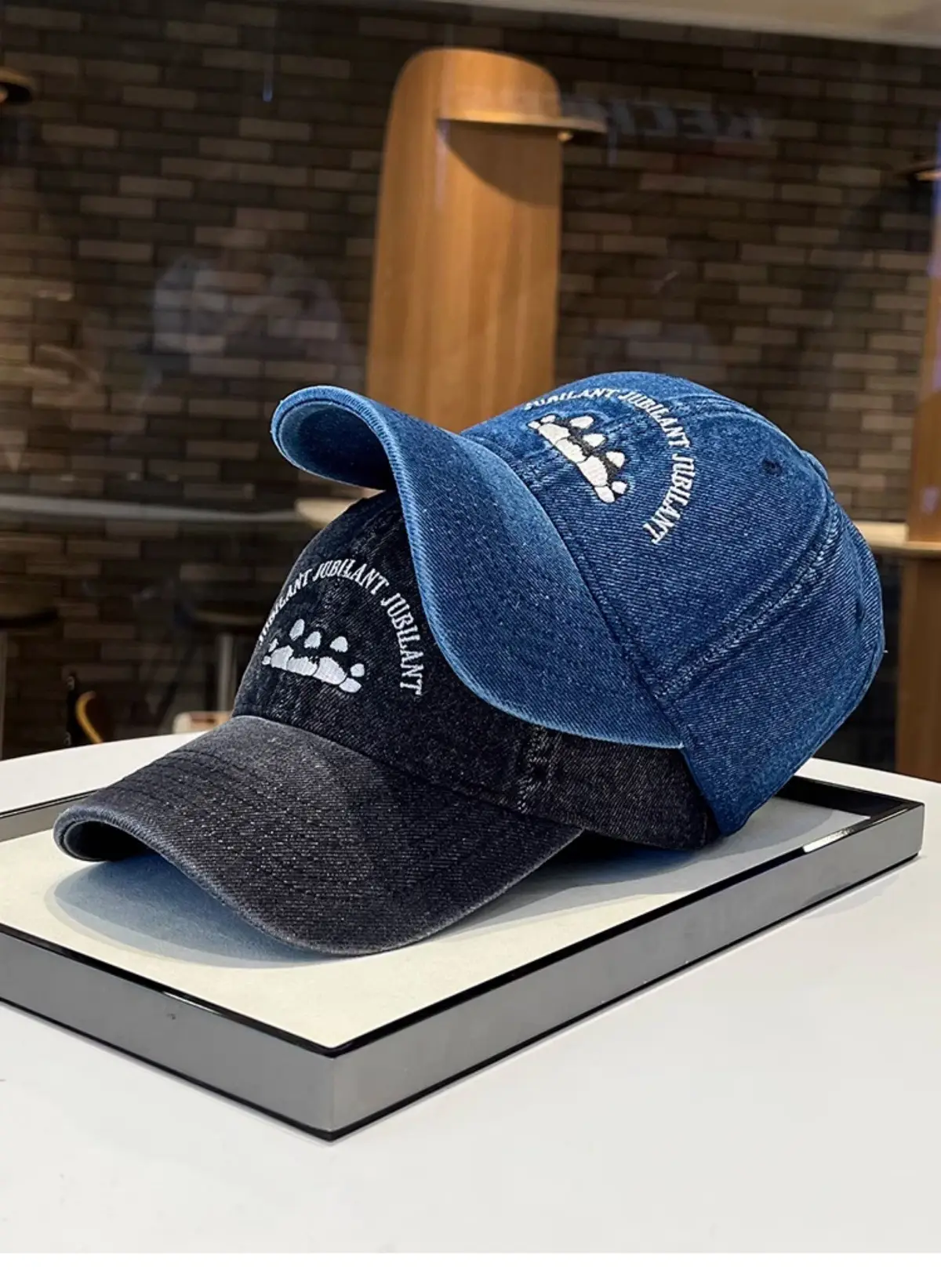 Washed Denim Vintage Embroidered Bear Cap Blue — feature 8