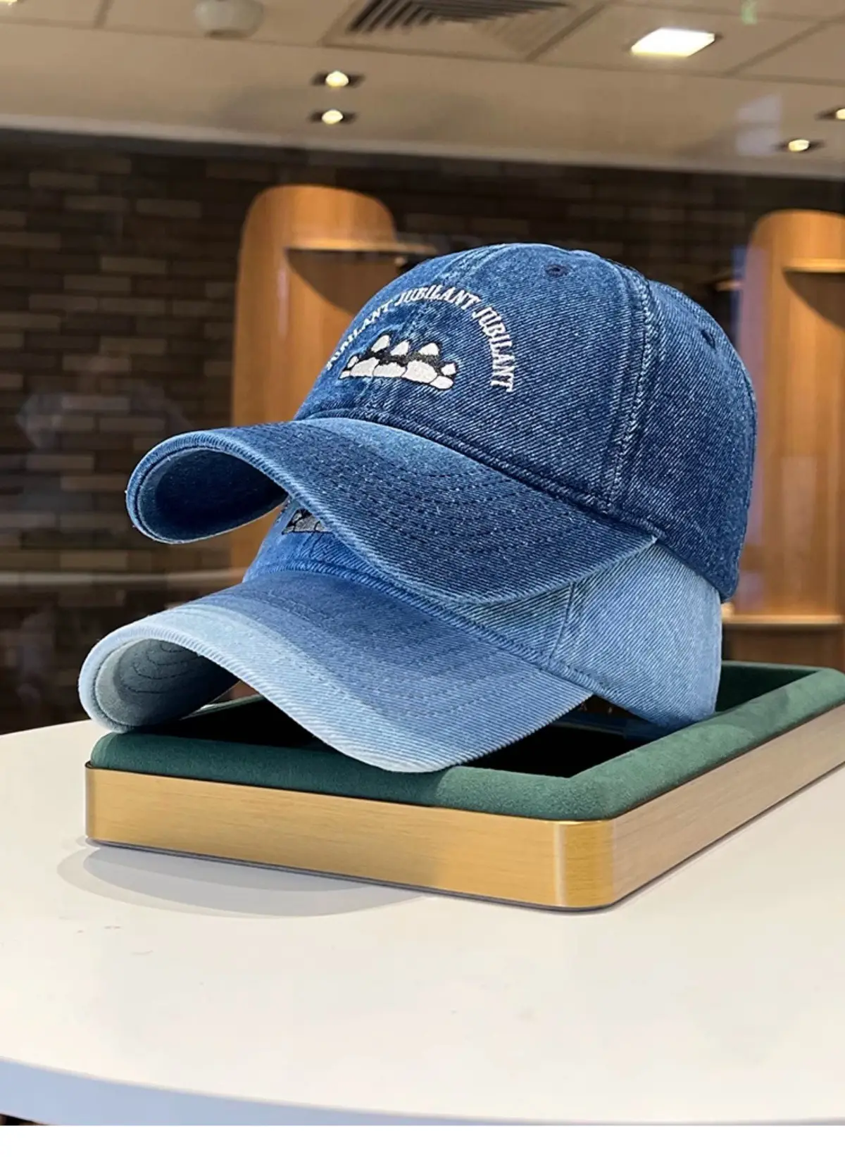 Washed Denim Vintage Embroidered Bear Cap Blue — feature 9