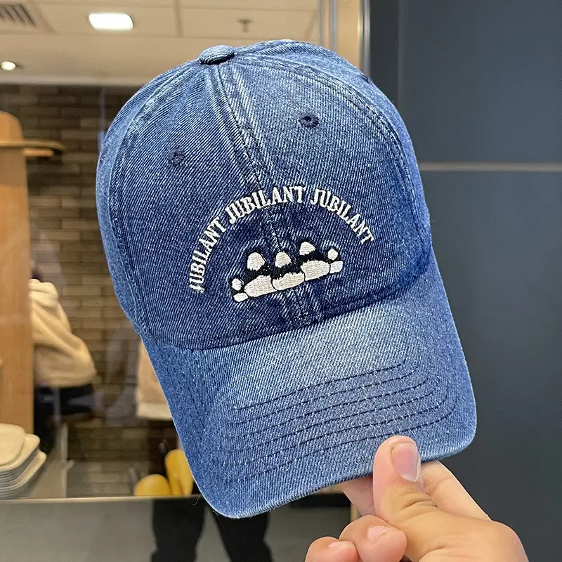 Washed Denim Vintage Embroidered Bear Cap Blue - Image 2
