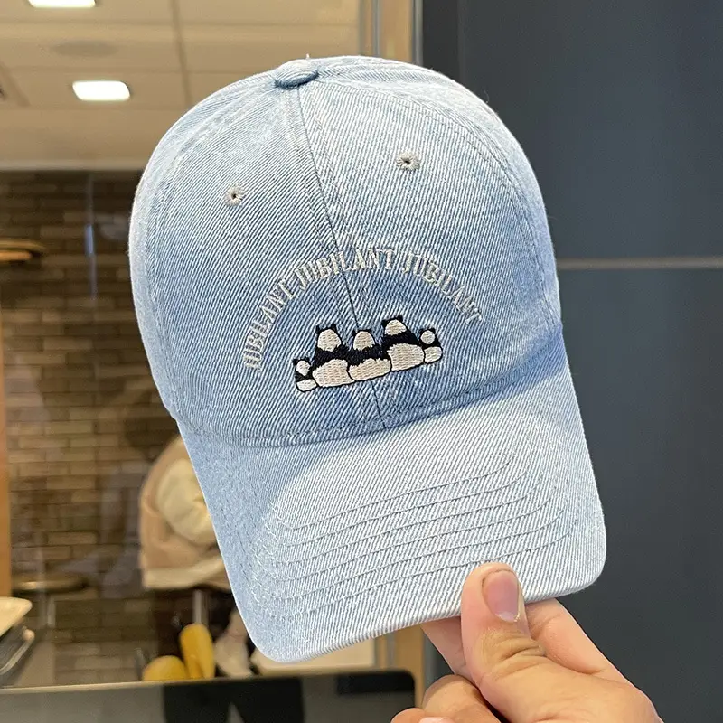 Washed Denim Vintage Embroidered Bear Cap Blue - Image 3