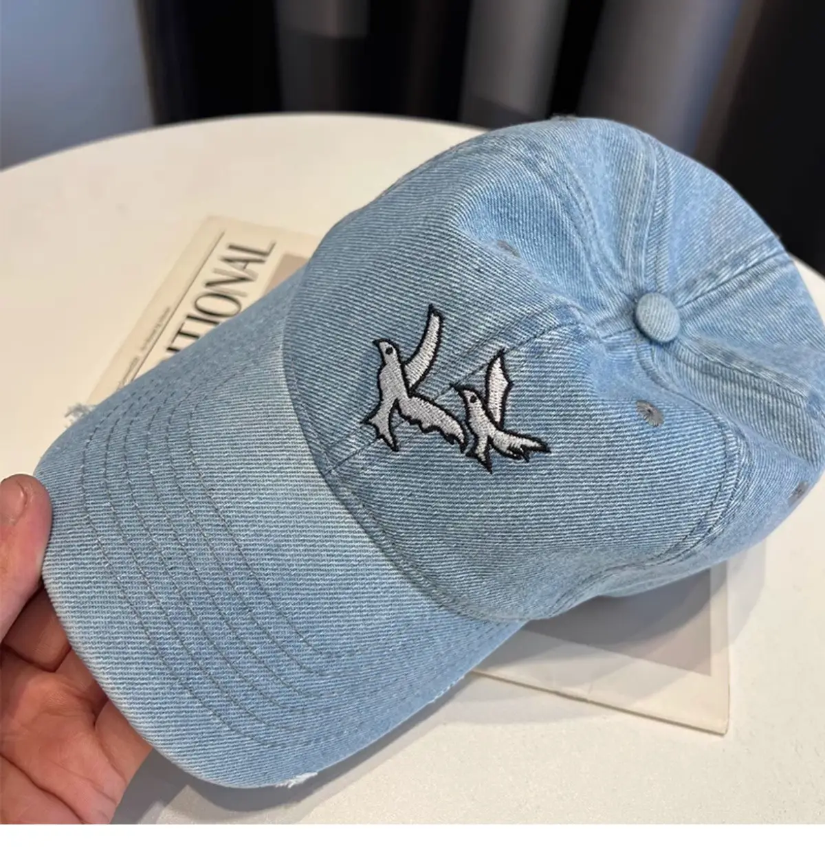Kids Cowboy Cap with Embroidered Bird Design — feature 10
