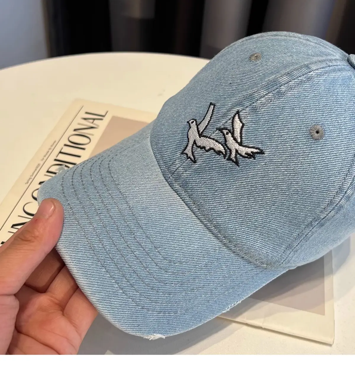 Kids Cowboy Cap with Embroidered Bird Design — feature 7