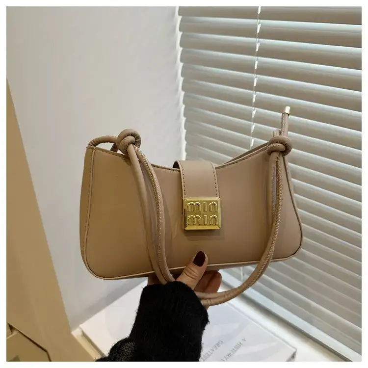 Black French Leather Shoulder Bag with Gold Plated Logo — feature 17