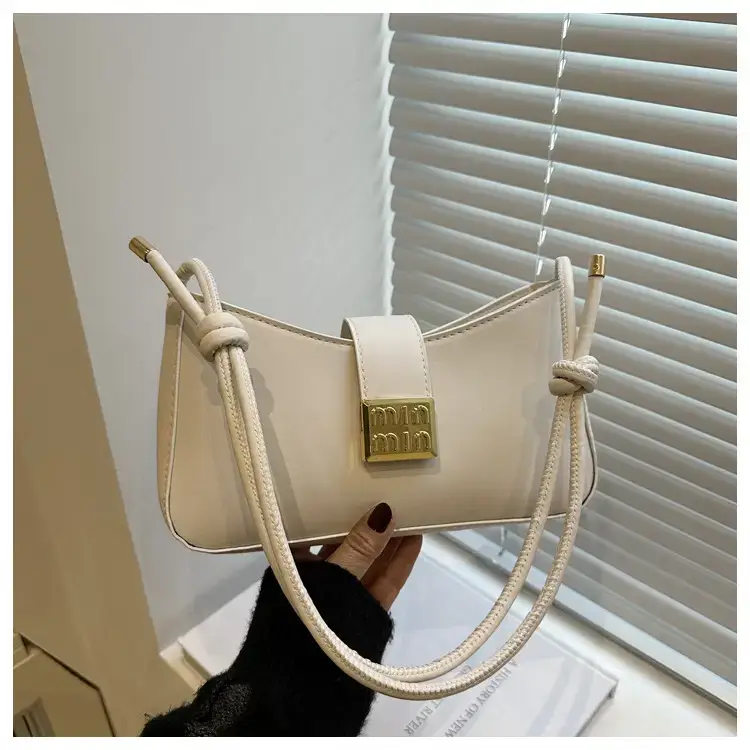 Black French Leather Shoulder Bag with Gold Plated Logo — feature 18