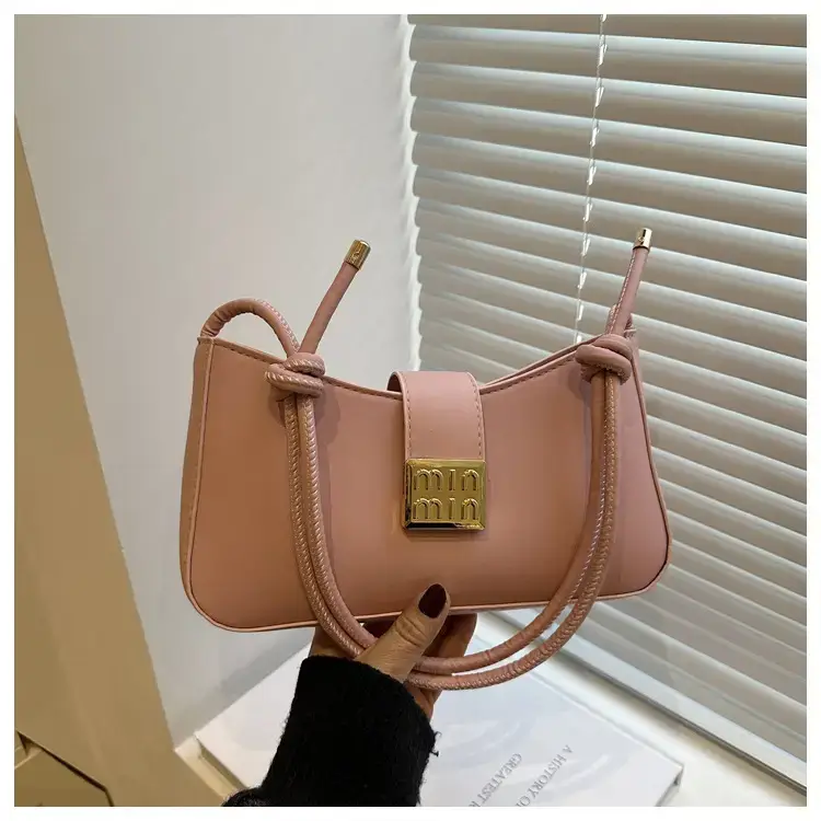 Black French Leather Shoulder Bag with Gold Plated Logo — feature 19