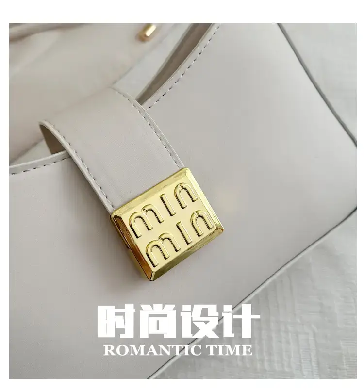 Black French Leather Shoulder Bag with Gold Plated Logo — feature 3