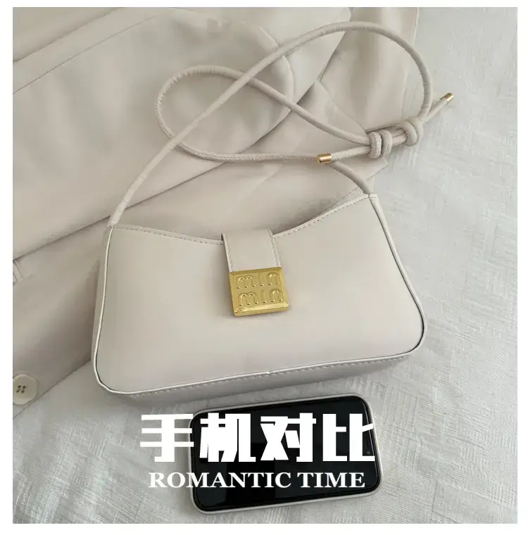 Black French Leather Shoulder Bag with Gold Plated Logo — feature 4