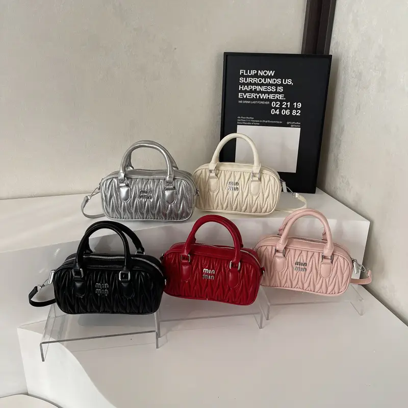 Women's Beige Quilted Shoulder Bag with Miu Fendi Logo