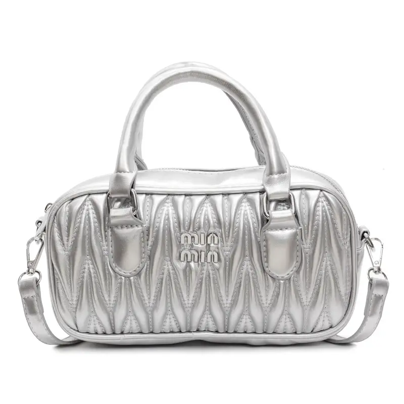 Women's Beige Quilted Shoulder Bag with Miu Fendi Logo
