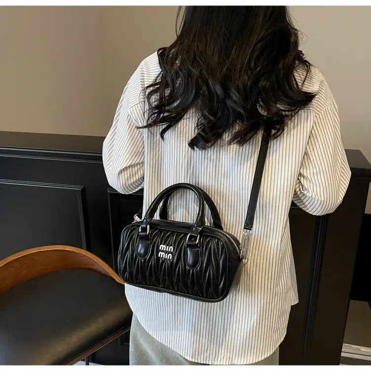 Women's Beige Quilted Shoulder Bag with Miu Fendi Logo — feature 17