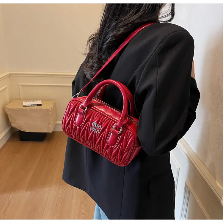 Women's Beige Quilted Shoulder Bag with Miu Fendi Logo — feature 20