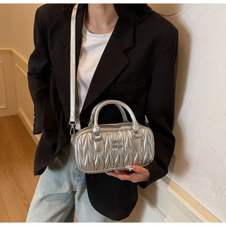 Women's Beige Quilted Shoulder Bag with Miu Fendi Logo — feature 22