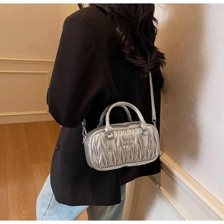 Women's Beige Quilted Shoulder Bag with Miu Fendi Logo — feature 23