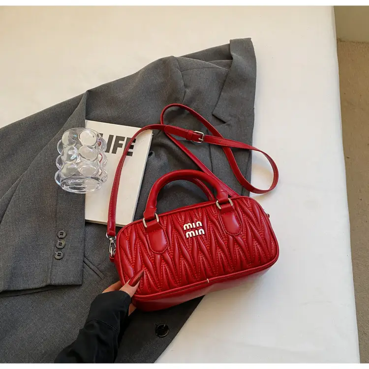 Women's Beige Quilted Shoulder Bag with Miu Fendi Logo — feature 25