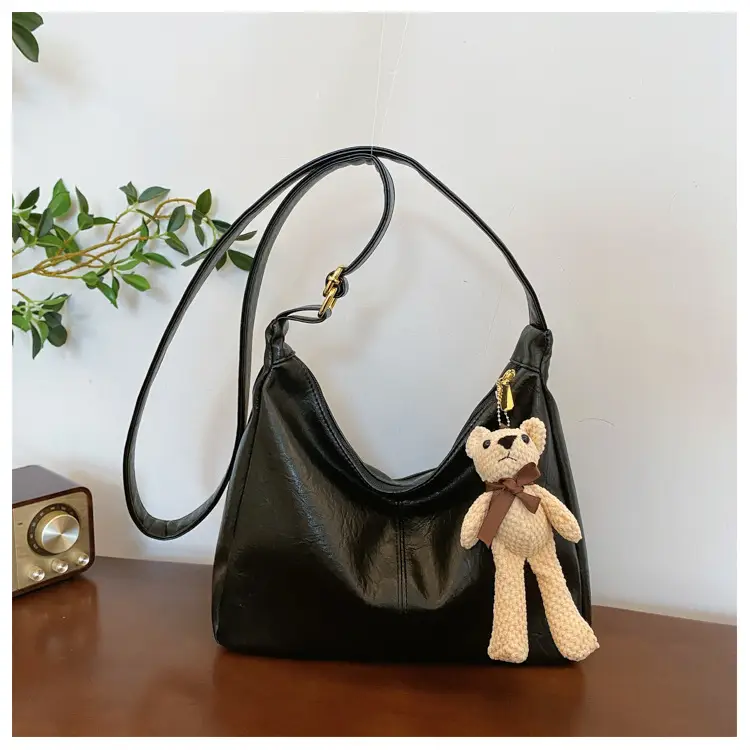 Brown Crossbody Shoulder Bag with Teddy Bear Decor — feature 20