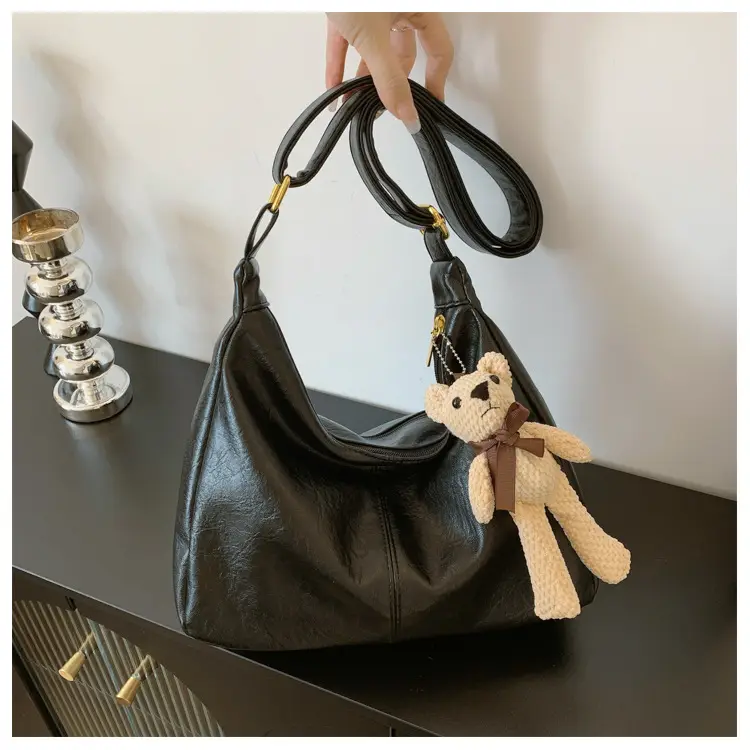 Brown Crossbody Shoulder Bag with Teddy Bear Decor — feature 26