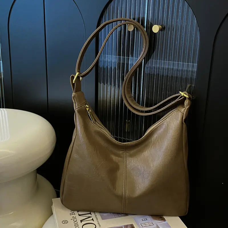 Brown Crossbody Shoulder Bag with Teddy Bear Decor - Image 2
