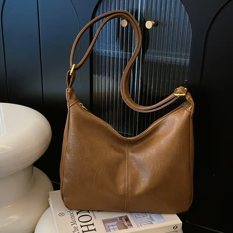 Brown Crossbody Shoulder Bag with Teddy Bear Decor - Image 3