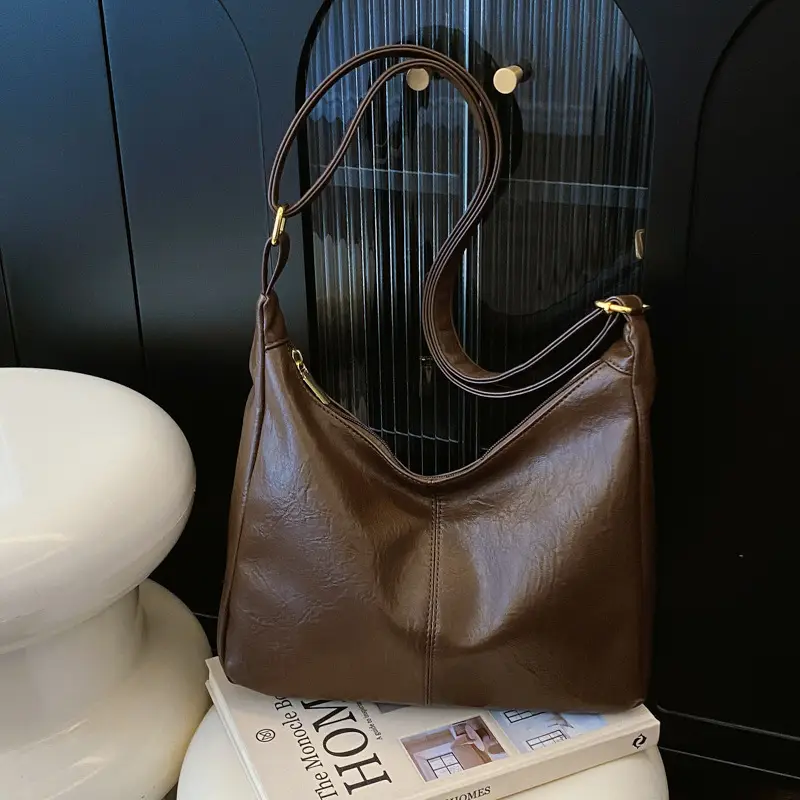 Brown Crossbody Shoulder Bag with Teddy Bear Decor - Image 4