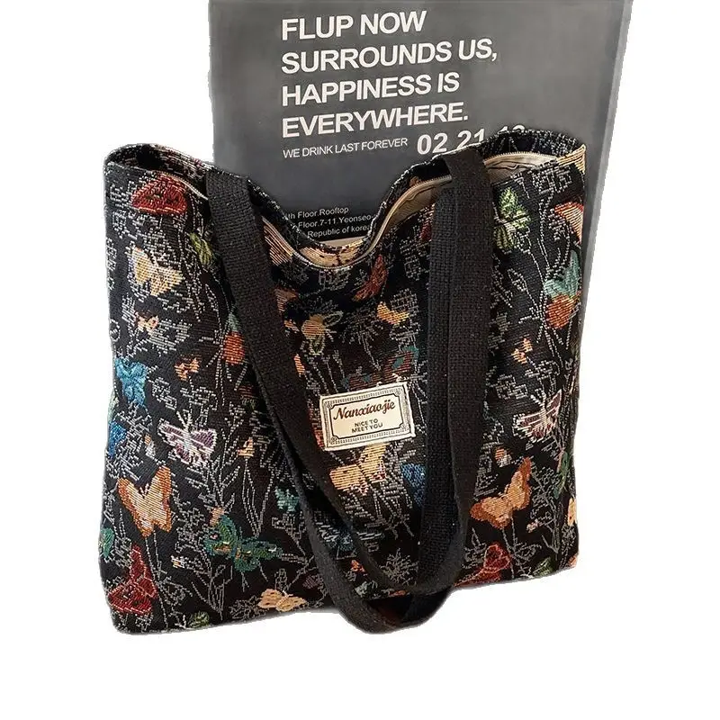 Butterfly Canvas Tote Bag 2025 Women Large Capacity - Image 9