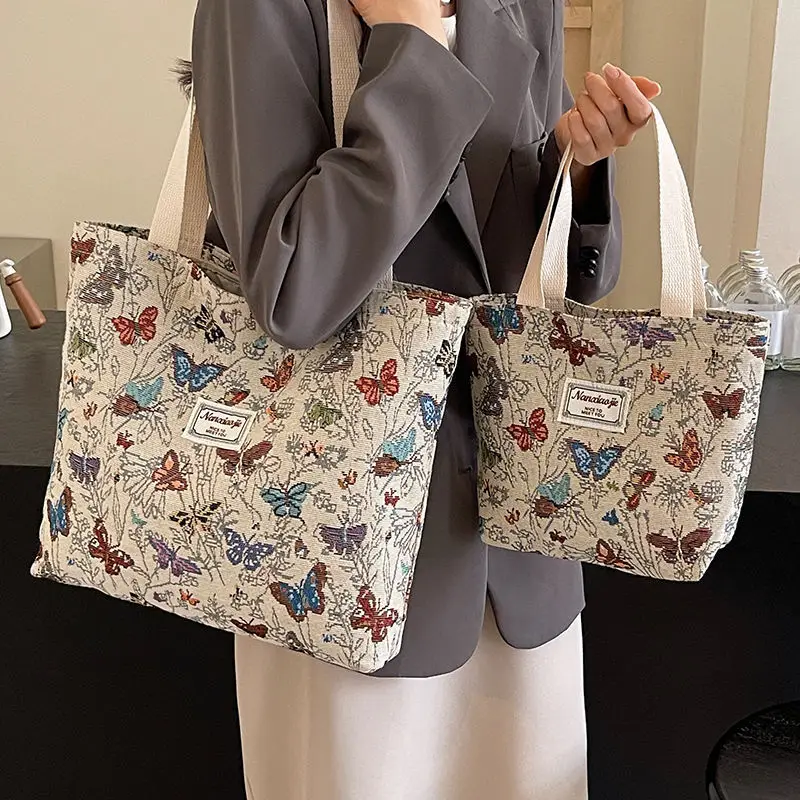 Butterfly Canvas Tote Bag 2025 Women Large Capacity — feature 1