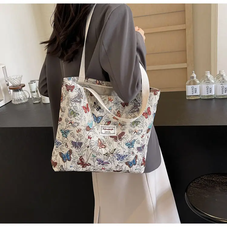 Butterfly Canvas Tote Bag 2025 Women Large Capacity — feature 10