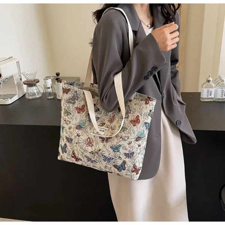 Butterfly Canvas Tote Bag 2025 Women Large Capacity — feature 11