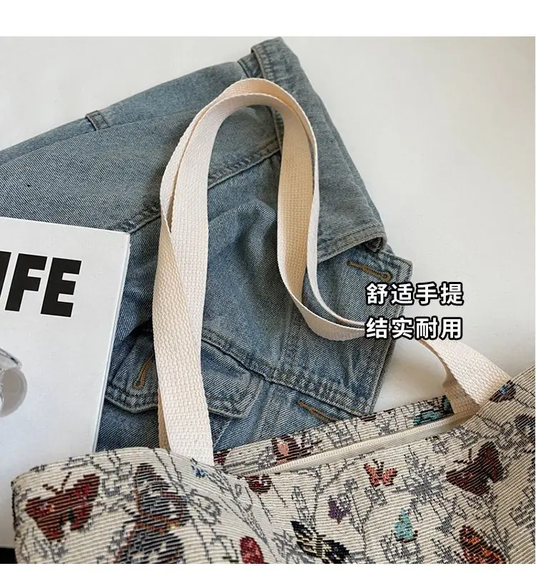 Butterfly Canvas Tote Bag 2025 Women Large Capacity — feature 3