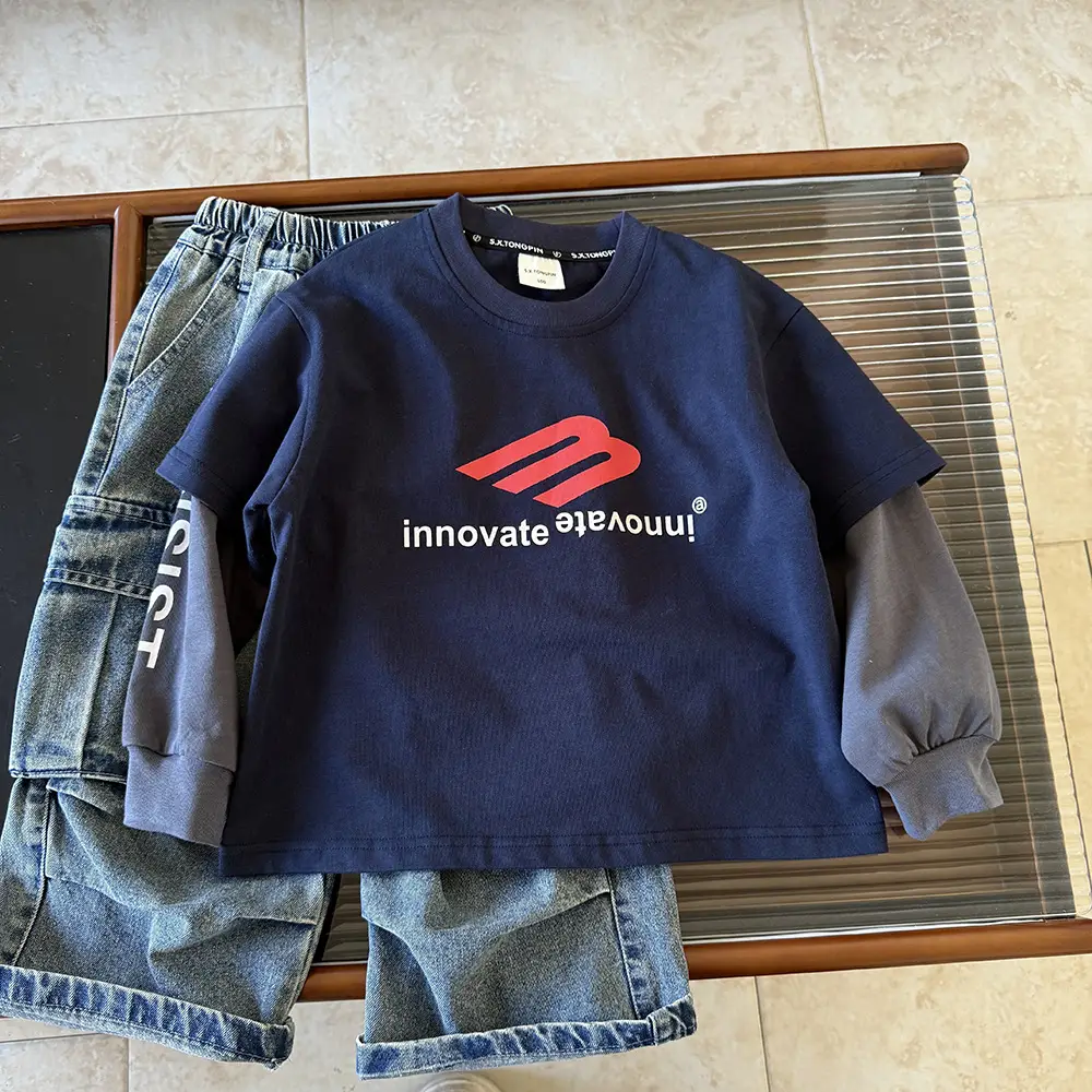 Boys T-shirt Blue Red Logo Kids Western Style 2025 — feature 10