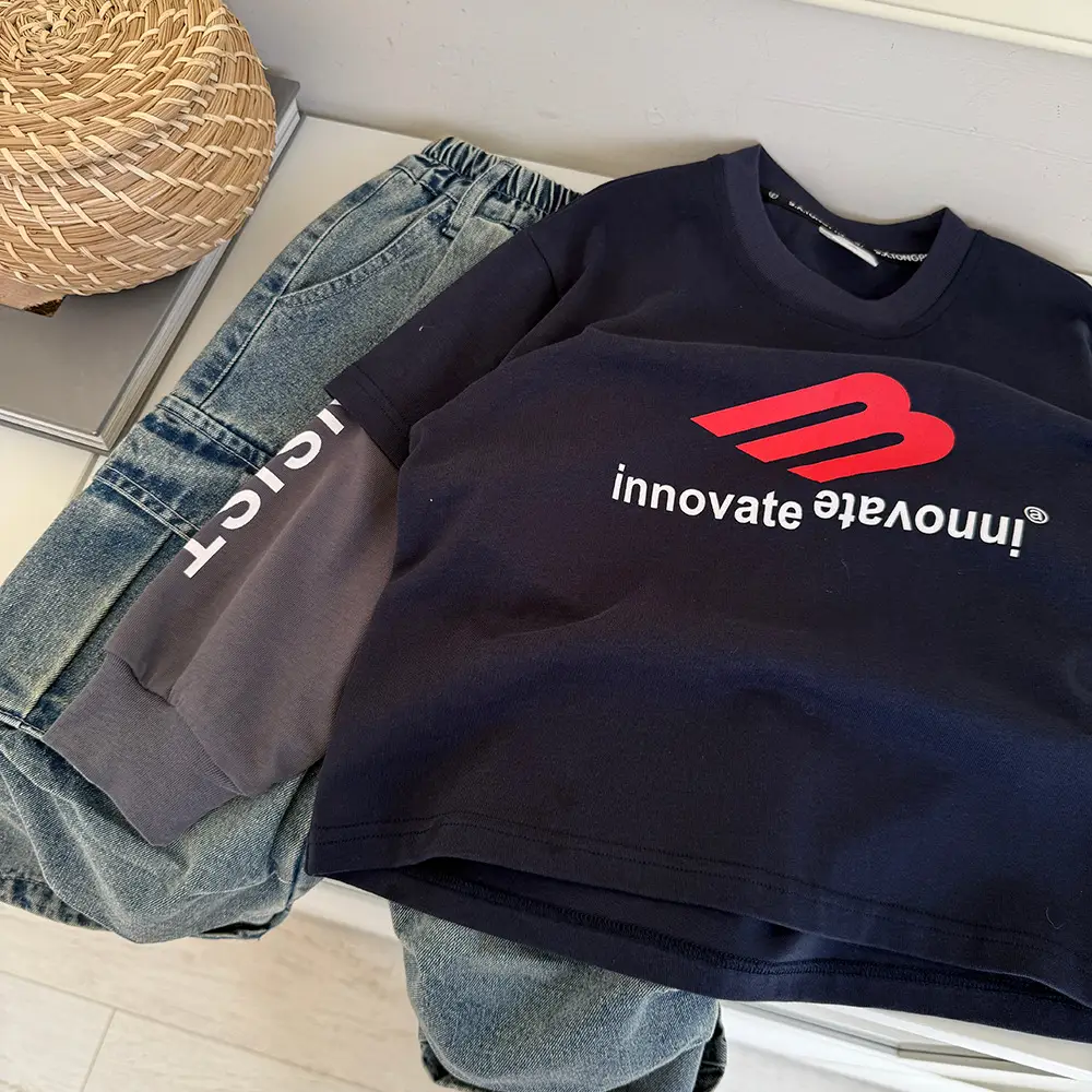 Boys T-shirt Blue Red Logo Kids Western Style 2025 — feature 7