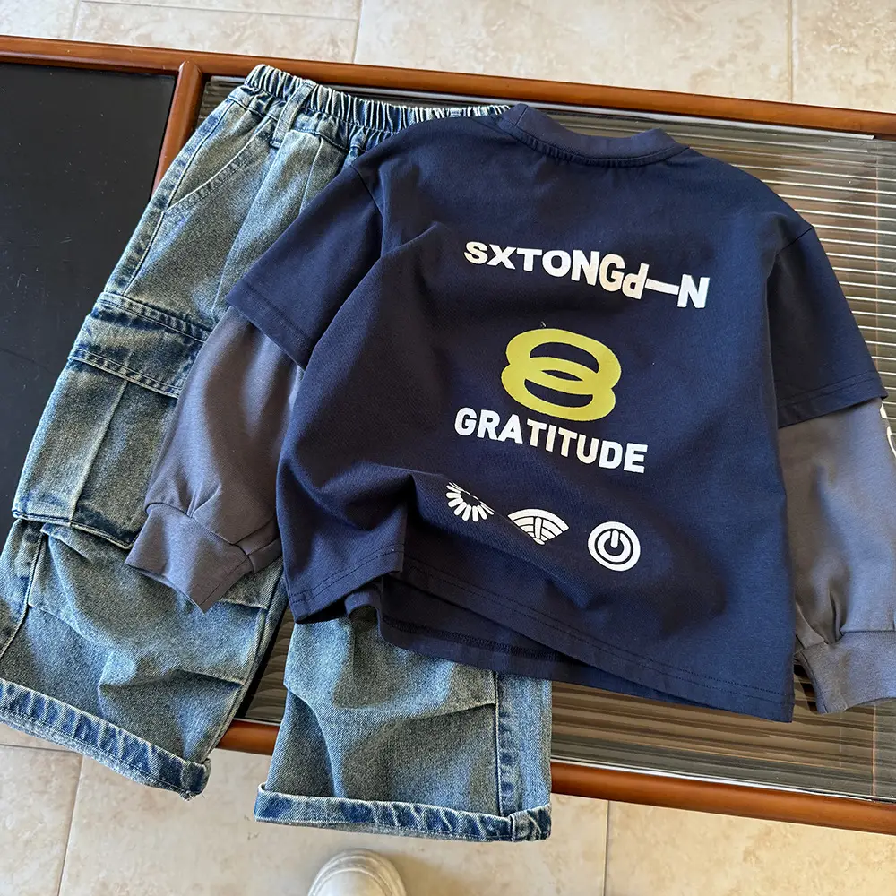 Boys T-shirt Blue Red Logo Kids Western Style 2025 — feature 8