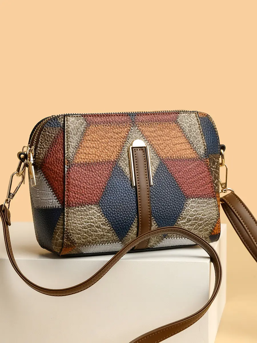 New Color-Blocked Crossbody Phone Bag with Double Zipper - Image 4
