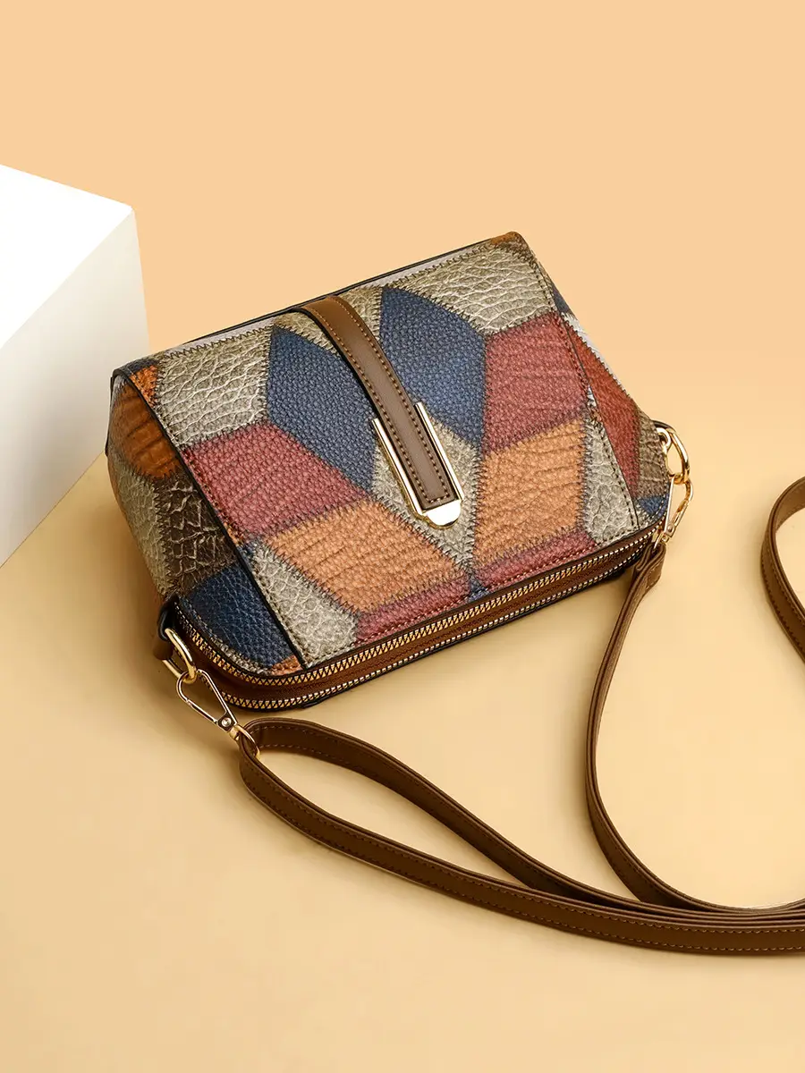 New Color-Blocked Crossbody Phone Bag with Double Zipper - Image 5
