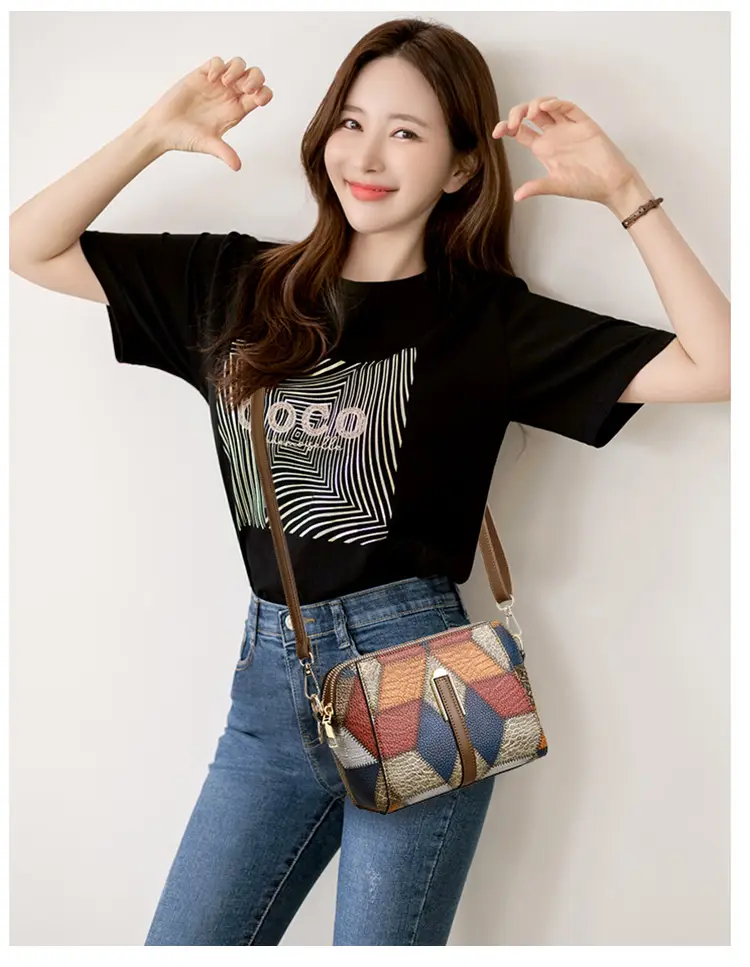 New Color-Blocked Crossbody Phone Bag with Double Zipper — feature 10