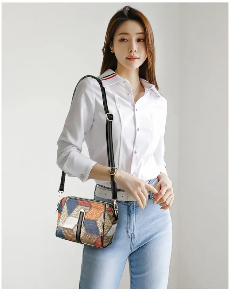 New Color-Blocked Crossbody Phone Bag with Double Zipper — feature 11