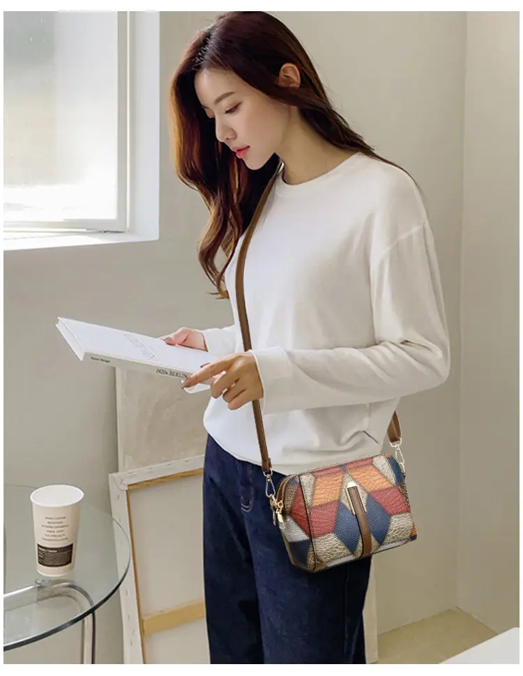 New Color-Blocked Crossbody Phone Bag with Double Zipper — feature 12