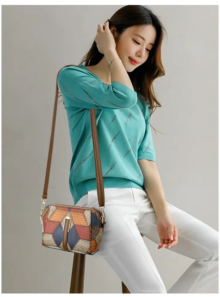 New Color-Blocked Crossbody Phone Bag with Double Zipper — feature 14