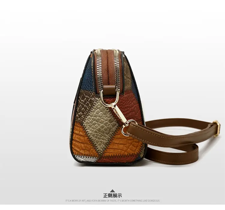 New Color-Blocked Crossbody Phone Bag with Double Zipper — feature 17