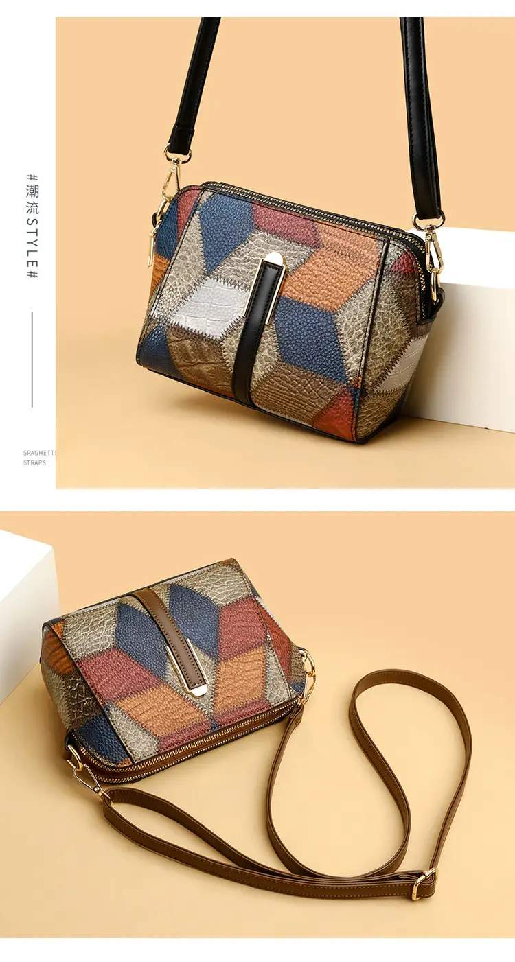 New Color-Blocked Crossbody Phone Bag with Double Zipper — feature 9