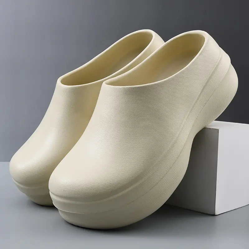 Chef Shoes Women's Outfit Summer Heightening Thick Sole Baotou Wear-Resistant Non-Slip EVA Breathable Non-Stinky Foot Men's Slippers - Image 5