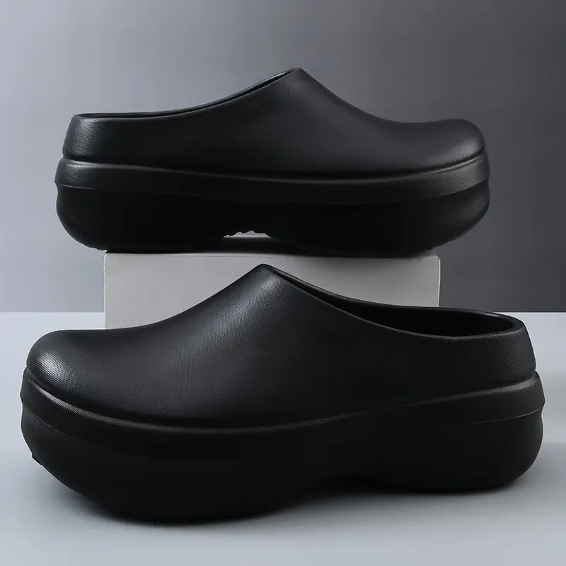 Chef Shoes Women's Outfit Summer Heightening Thick Sole Baotou Wear-Resistant Non-Slip EVA Breathable Non-Stinky Foot Men's Slippers - Image 6