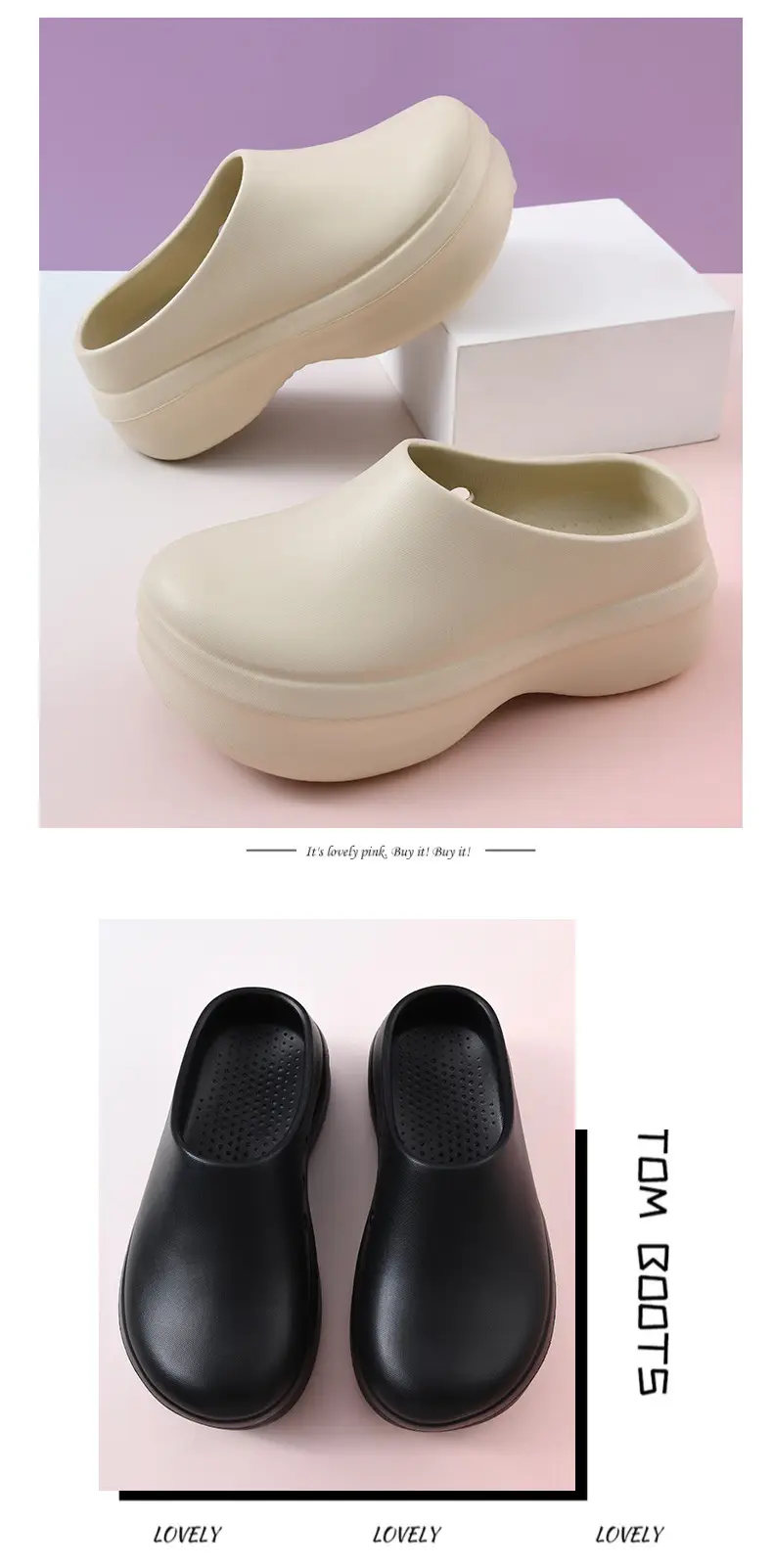 Chef Shoes Women's Outfit Summer Heightening Thick Sole Baotou Wear-Resistant Non-Slip EVA Breathable Non-Stinky Foot Men's Slippers — feature 12