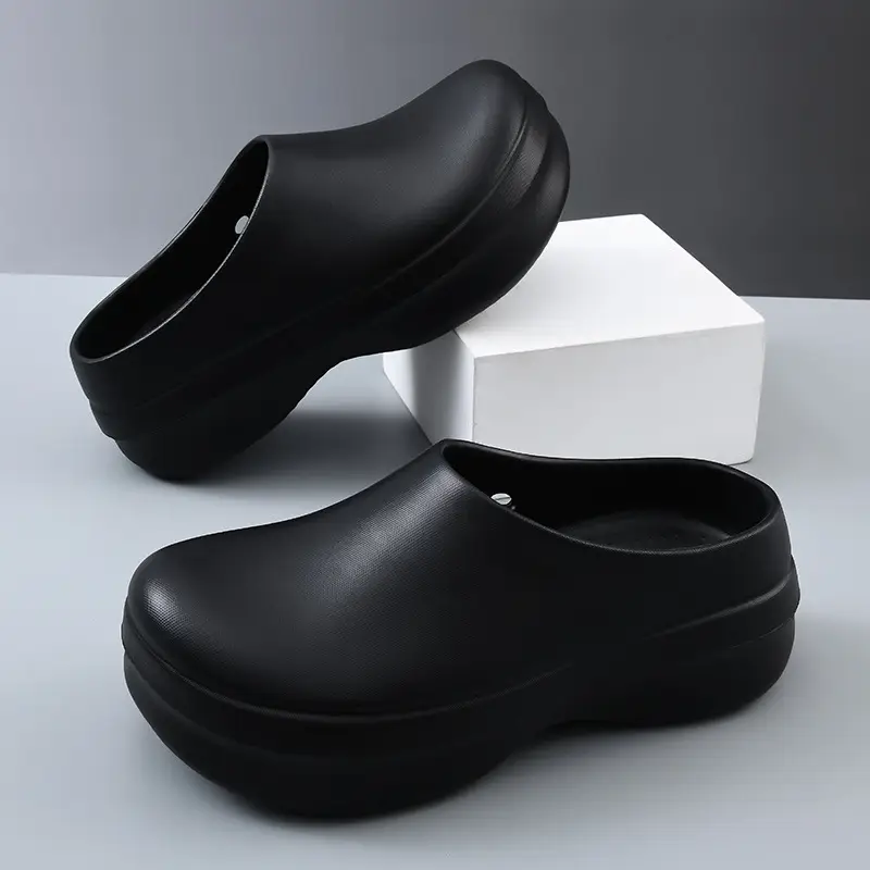 Chef Shoes Women's Outfit Summer Heightening Thick Sole Baotou Wear-Resistant Non-Slip EVA Breathable Non-Stinky Foot Men's Slippers - Image 2